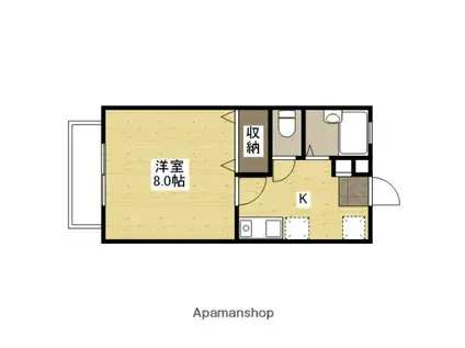 ブルーダイアモンド B棟(1K/2階)の間取り写真