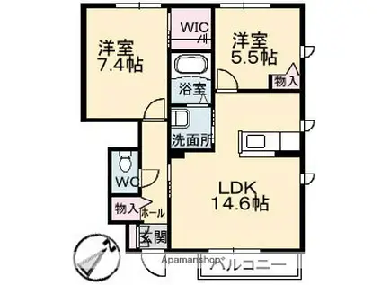 グランドメゾン大門五丁目A(2LDK/1階)の間取り写真