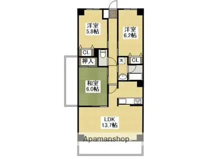 ウィルコート(3LDK/3階)の間取り写真