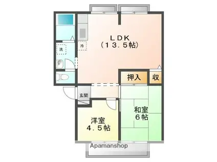 ウィンディアさの D(2LDK/2階)の間取り写真