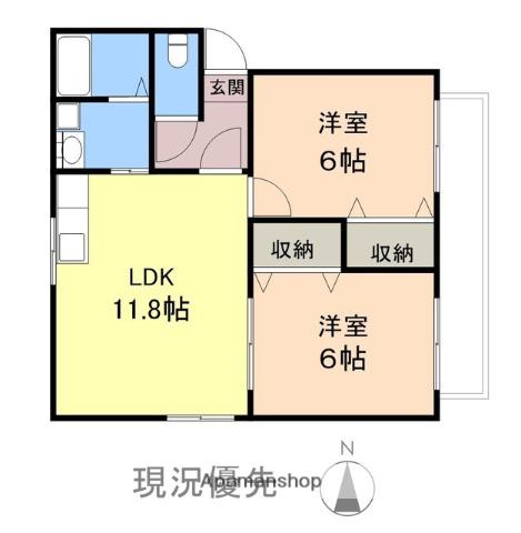 ウィンベル・ソロ(2LDK/2階)の間取り写真