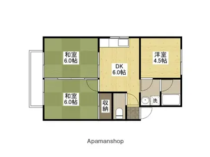 シティハイツふじA(3DK/1階)の間取り写真