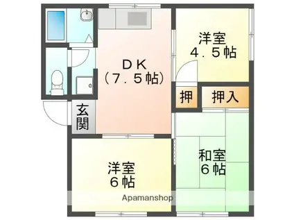 やまぐちハイツ(3DK/1階)の間取り写真