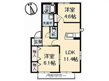 サニーコート B棟(2LDK/2階)の間取り写真