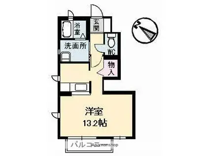 TIME&STYLE イースト(ワンルーム/1階)の間取り写真