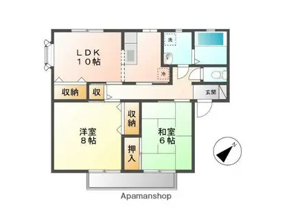 ウィンディア新涯B(2LDK/2階)の間取り写真