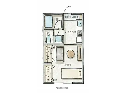 岩成ハイツ(1K/1階)の間取り写真