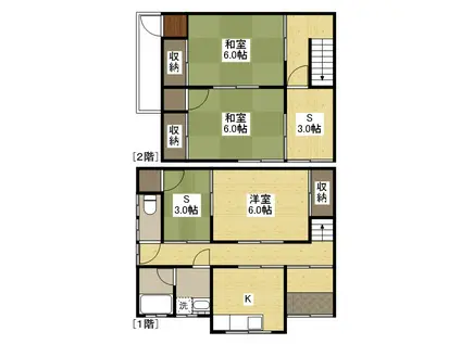 福塩線 福山駅 徒歩14分 2階建 築54年(3K)の間取り写真
