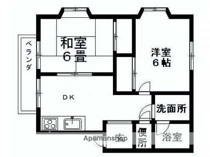 コーポサンフラワー A棟(2K/2階)の間取り写真
