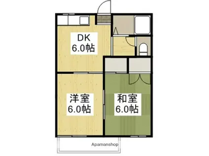 フレグランス壱番館(2DK/1階)の間取り写真