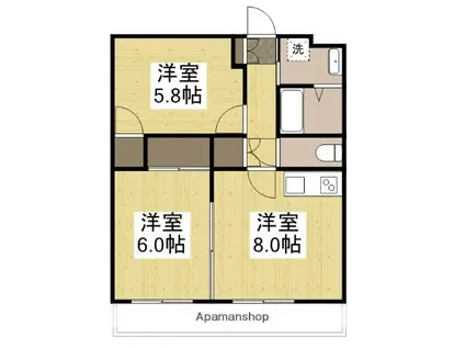 グランドールT(2DK/1階)の間取り写真