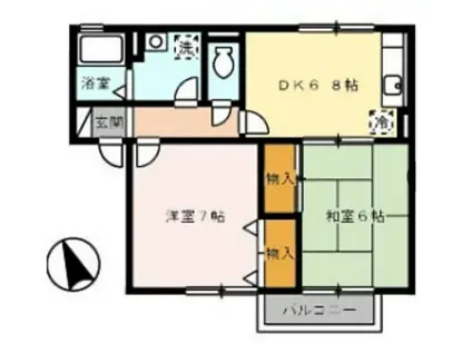 コーポWADAB棟(2DK/2階)の間取り写真