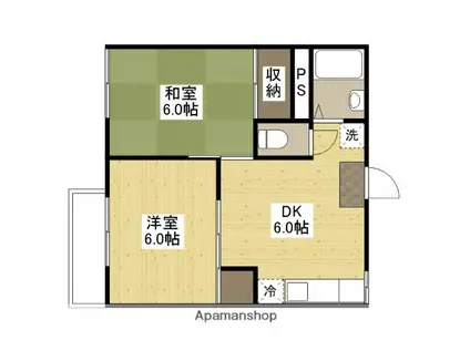 花登ハイツ(2DK/1階)の間取り写真