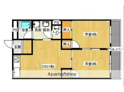 サン・オーレ東福山(2DK/4階)の間取り写真