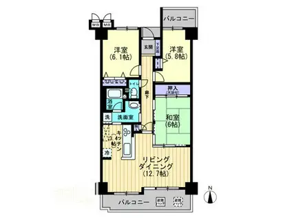 サーパス木之庄(3LDK/2階)の間取り写真