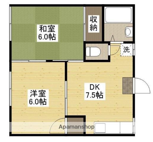 ハイツサカエA棟(2DK/1階)の間取り写真