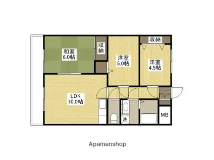 鷹取プレイス(3LDK/4階)の間取り写真
