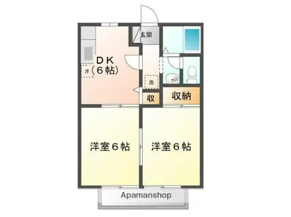 ファミール蔵王(2DK/2階)の間取り写真