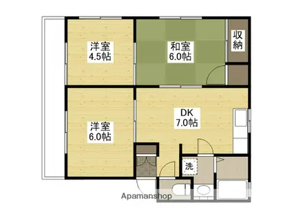 ルージュRS三原明神(3DK/2階)の間取り写真