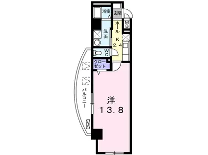 エスパシオ南蔵王(1K/2階)の間取り写真