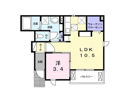 エルグラン(1LDK/1階)の間取り写真