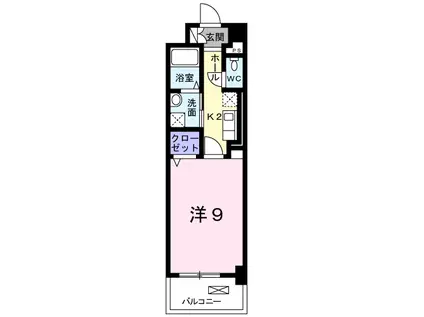 ラフィネロジュマン(1K/4階)の間取り写真