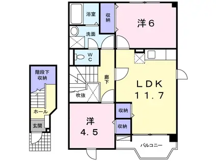 エーデルハイム(2LDK/2階)の間取り写真