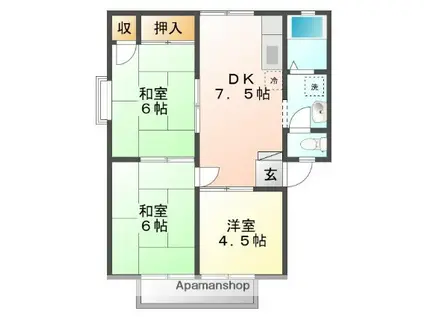 ファミール泉 D(3DK/2階)の間取り写真