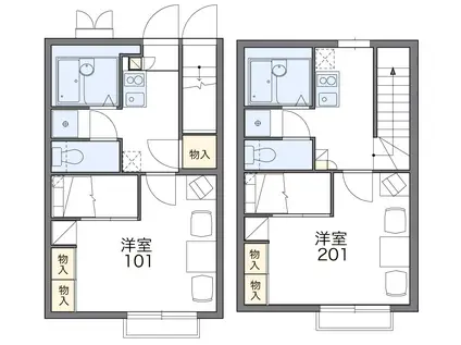 レオパレスコンフォート山手A(1K/2階)の間取り写真