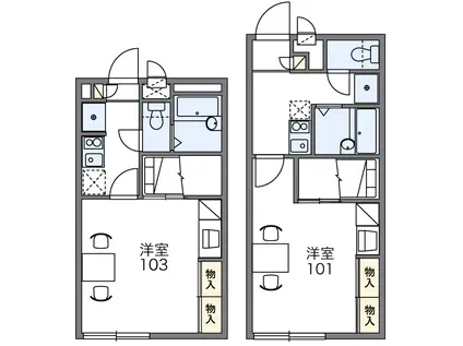 レオパレスファインパル(1K/2階)の間取り写真