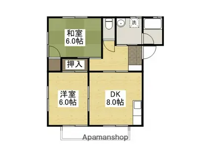 コーポラス関本A(2DK/2階)の間取り写真