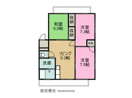 オリヴィエ東川口(3DK/1階)の間取り写真