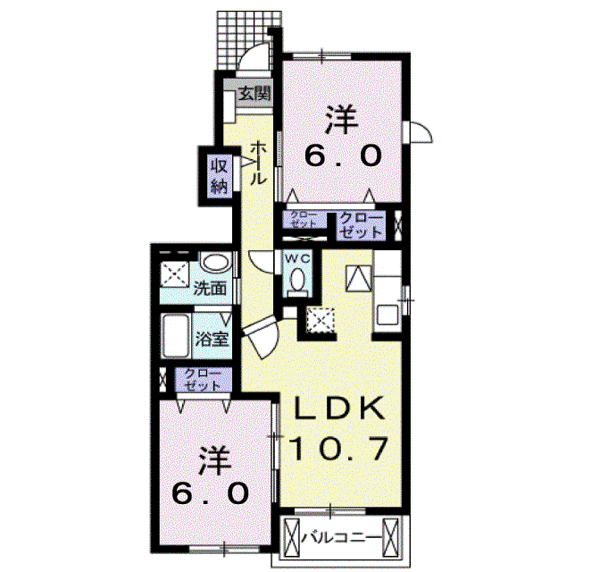 フェールⅡ(2LDK/1階)の間取り写真