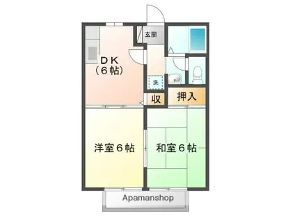 ビーラインアワネA(2DK/2階)の間取り写真