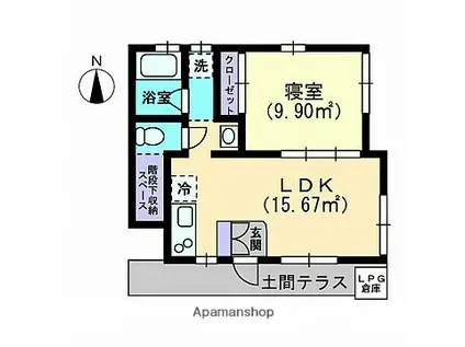 八朔ハウスC・D(1LDK/1階)の間取り写真