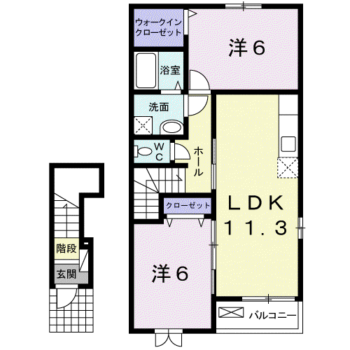 フェリーチェ(2LDK/2階)の間取り写真