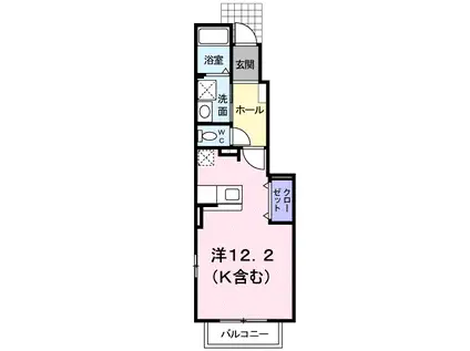 フォーゲルA(ワンルーム/1階)の間取り写真