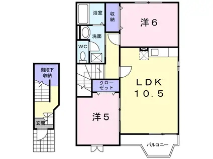 グランドゥールあおばA(2LDK/2階)の間取り写真