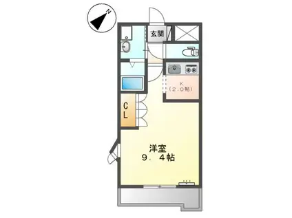 アウラ山手(1K/2階)の間取り写真