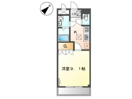 アルカディア明日香(1K/1階)の間取り写真