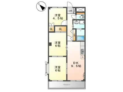 カームネスト(3DK/3階)の間取り写真