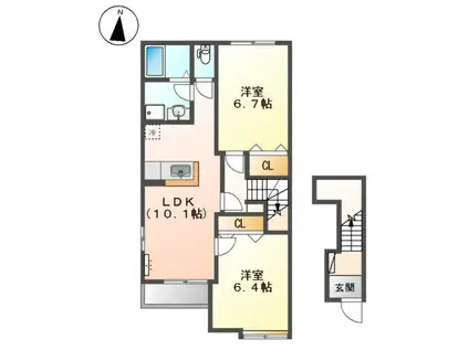 ビビエンダ(2LDK/2階)の間取り写真