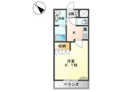 岡山県笠岡市 2階建 築16年(1K/2階)の間取り写真