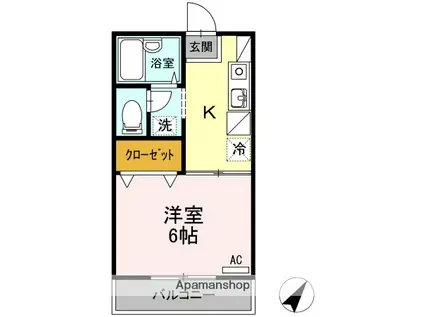 アネックス大和 B棟(1K/1階)の間取り写真