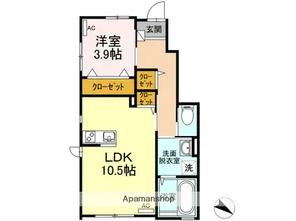 ディアレスト(1LDK/1階)の間取り写真