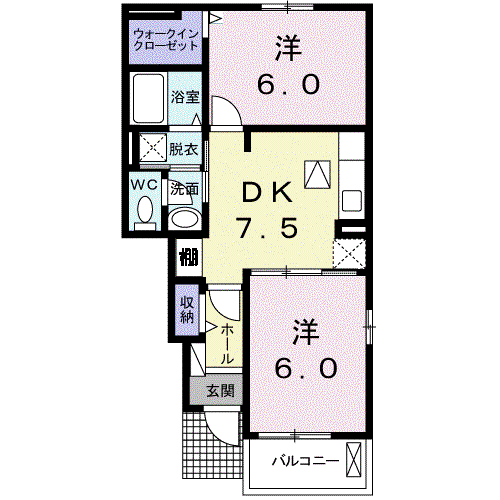 シンシア・Ⅱ(2DK/1階)の間取り写真