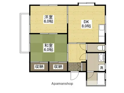 ノーブルタウンB棟(2DK/2階)の間取り写真