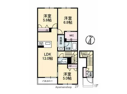 シャーメゾン ソレイユ(3LDK/2階)の間取り写真