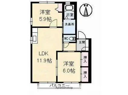 プラネット3(2LDK/2階)の間取り写真