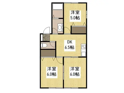 アムールミシマD(3DK/1階)の間取り写真